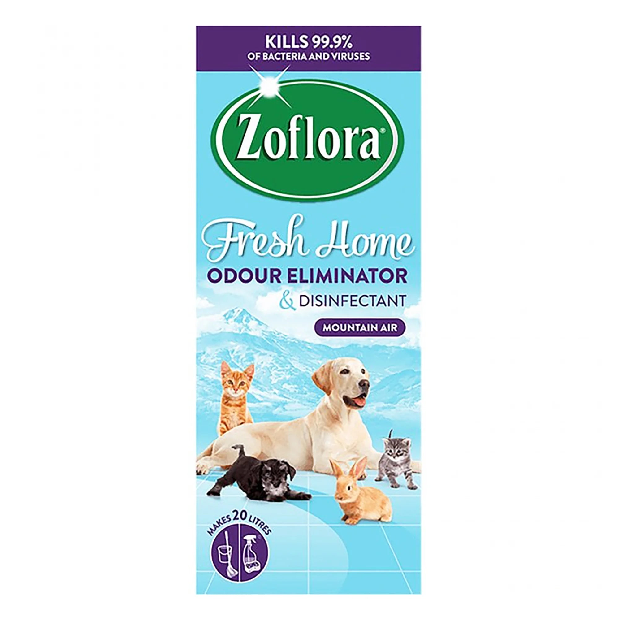 Zoflora Fresh Home Mountain Air Concentrated Disinfectant Liquid, Pack of 6 x 500ml,Pet-Safe Multi-Surface Cleaner, Antibacterial, Kills 99.9% of Germs